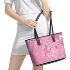 Australia Indigenous Leather Tote Bag Pink Ribbon Breast Cancer Butterfly Aboriginal - Aussie Hoodie