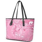 Australia Indigenous Leather Tote Bag Pink Ribbon Breast Cancer Butterfly Aboriginal - Aussie Hoodie