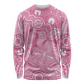 Australia Indigenous Long Sleeve Shirt Pink Ribbon Breast Cancer Butterfly Aboriginal - Aussie Hoodie