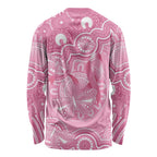 Australia Indigenous Long Sleeve Shirt Pink Ribbon Breast Cancer Butterfly Aboriginal - Aussie Hoodie