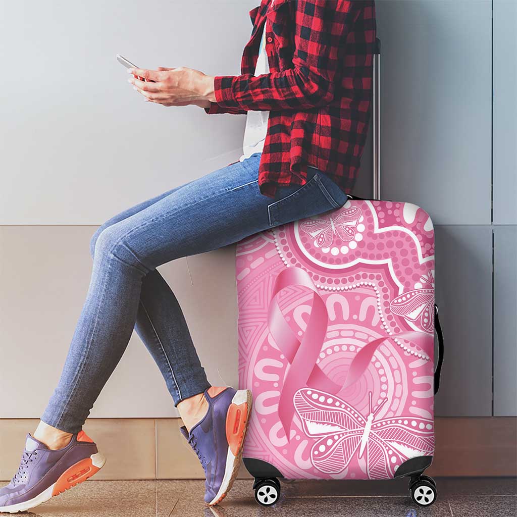 Australia Indigenous Luggage Cover Pink Ribbon Breast Cancer Butterfly Aboriginal - Aussie Hoodie