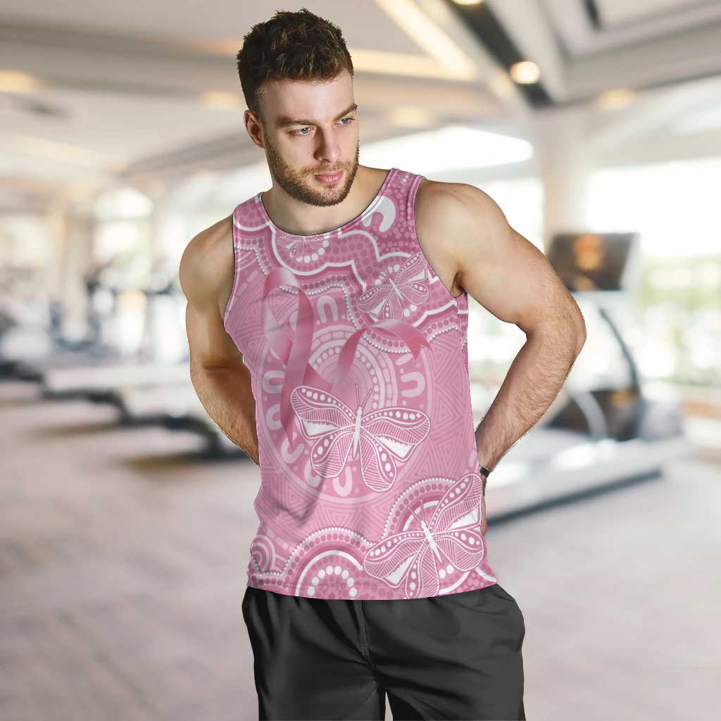 Australia Indigenous Men Tank Top Pink Ribbon Breast Cancer Butterfly Aboriginal - Aussie Hoodie