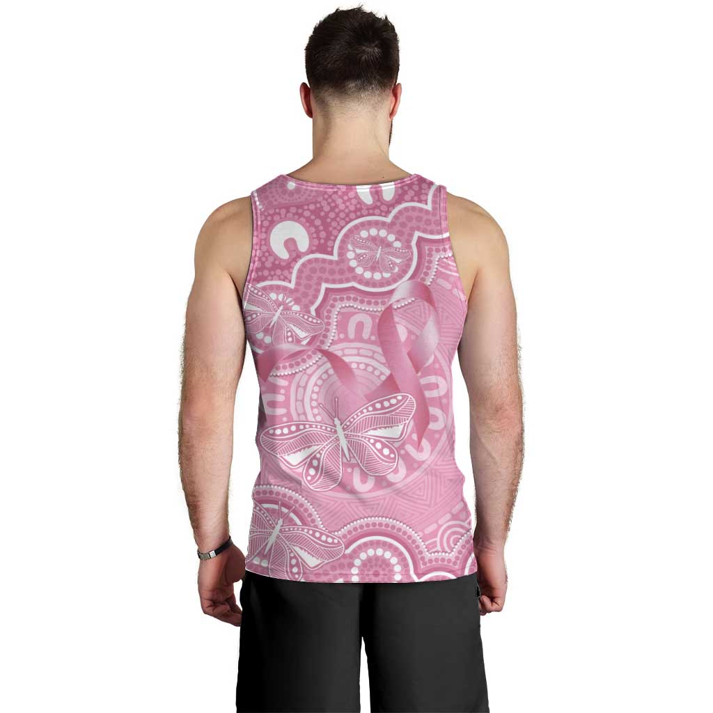 Australia Indigenous Men Tank Top Pink Ribbon Breast Cancer Butterfly Aboriginal - Aussie Hoodie