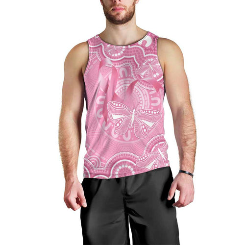 Australia Indigenous Men Tank Top Pink Ribbon Breast Cancer Butterfly Aboriginal - Aussie Hoodie