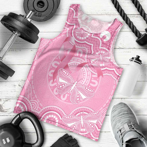 Australia Indigenous Men Tank Top Pink Ribbon Breast Cancer Butterfly Aboriginal - Aussie Hoodie