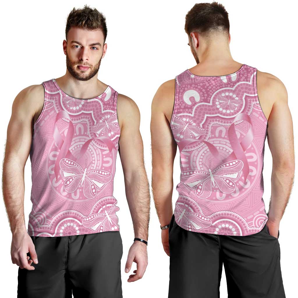 Australia Indigenous Men Tank Top Pink Ribbon Breast Cancer Butterfly Aboriginal - Aussie Hoodie
