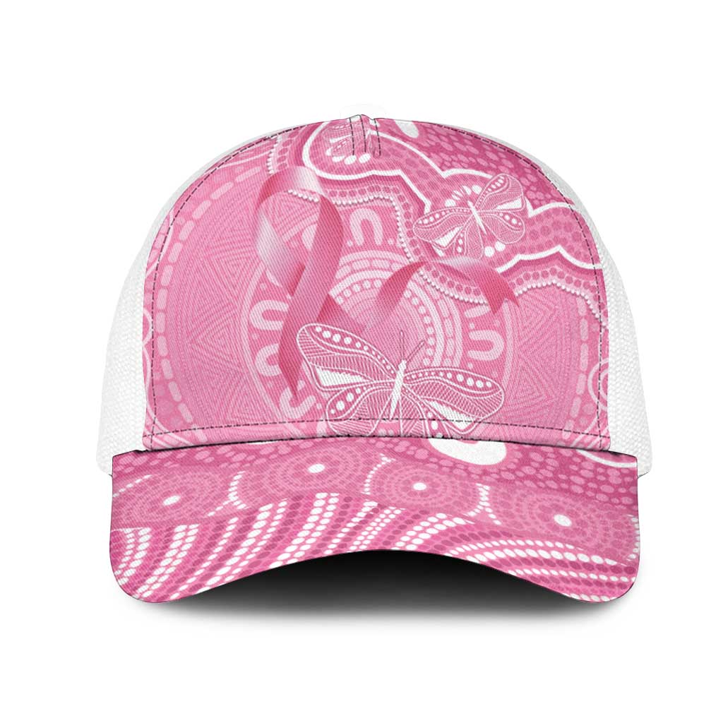 Australia Indigenous Mesh Trucker Cap Pink Ribbon Breast Cancer Butterfly Aboriginal - Aussie Hoodie