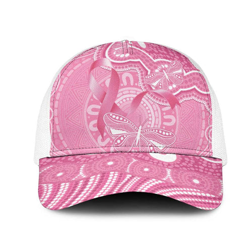 Australia Indigenous Mesh Trucker Cap Pink Ribbon Breast Cancer Butterfly Aboriginal - Aussie Hoodie