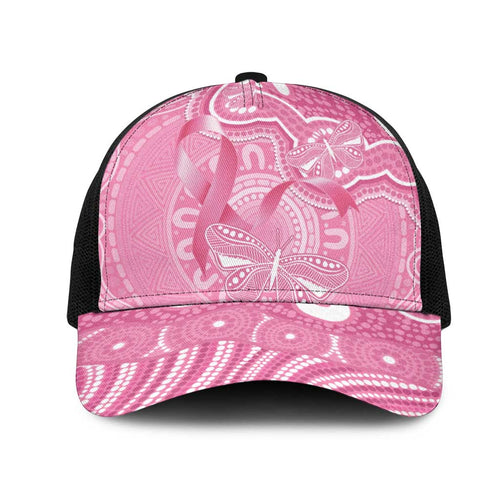 Australia Indigenous Mesh Trucker Cap Pink Ribbon Breast Cancer Butterfly Aboriginal - Aussie Hoodie
