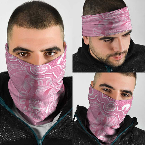 Australia Indigenous Neck Gaiter Pink Ribbon Breast Cancer Butterfly Aboriginal - Aussie Hoodie