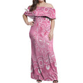 Australia Indigenous Off Shoulder Maxi Dress Pink Ribbon Breast Cancer Butterfly Aboriginal - Aussie Hoodie
