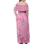 Australia Indigenous Off Shoulder Maxi Dress Pink Ribbon Breast Cancer Butterfly Aboriginal - Aussie Hoodie