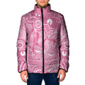 Australia Indigenous Padded Jacket Pink Ribbon Breast Cancer Butterfly Aboriginal - Aussie Hoodie