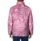 Australia Indigenous Padded Jacket Pink Ribbon Breast Cancer Butterfly Aboriginal - Aussie Hoodie