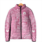 Australia Indigenous Padded Jacket Pink Ribbon Breast Cancer Butterfly Aboriginal - Aussie Hoodie