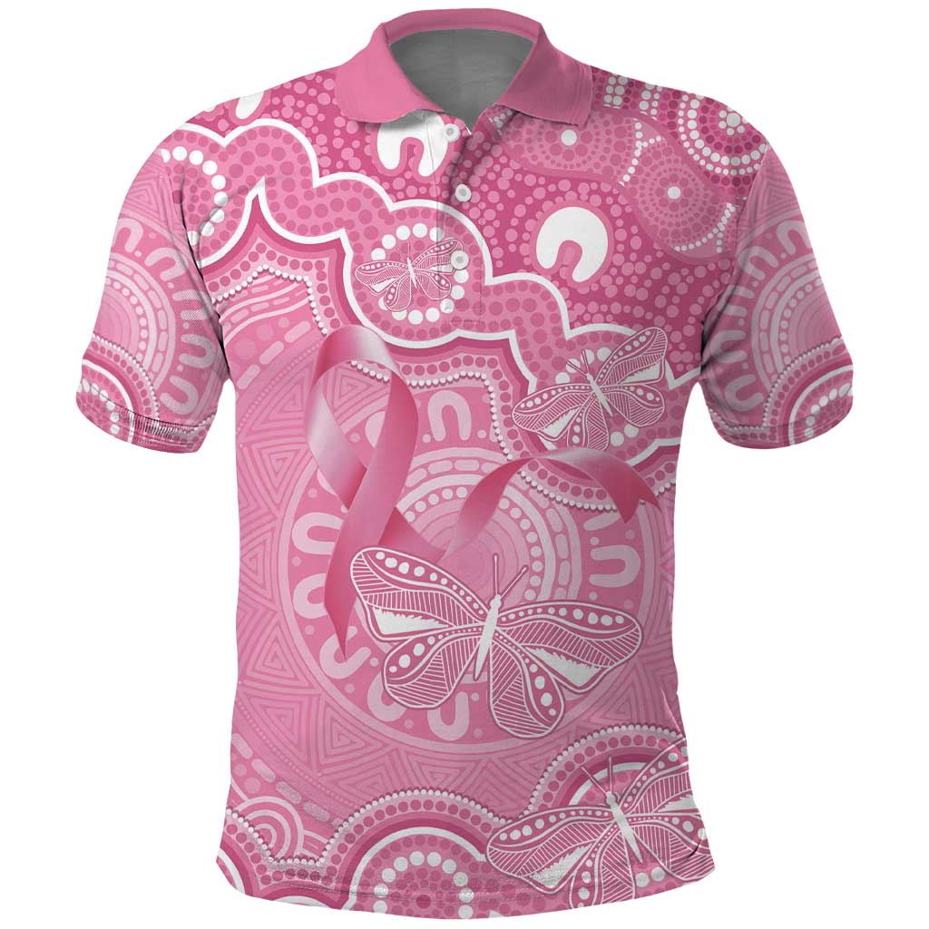 Australia Indigenous Polo Shirt Pink Ribbon Breast Cancer Butterfly Aboriginal - Aussie Hoodie