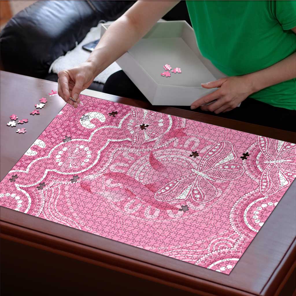 Australia Indigenous Puzzle Pink Ribbon Breast Cancer Butterfly Aboriginal - Aussie Hoodie