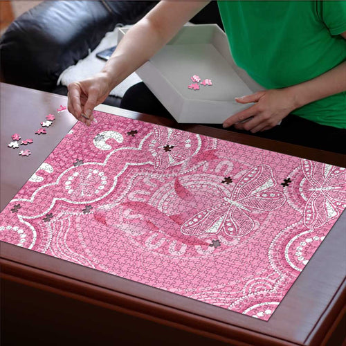 Australia Indigenous Puzzle Pink Ribbon Breast Cancer Butterfly Aboriginal - Aussie Hoodie