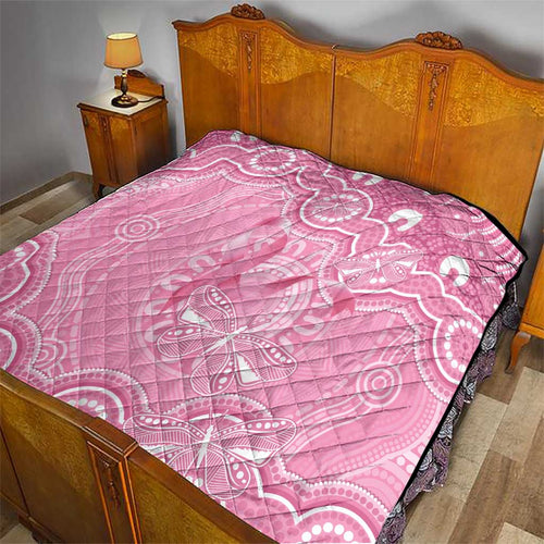 Australia Indigenous Quilt Pink Ribbon Breast Cancer Butterfly Aboriginal - Aussie Hoodie