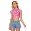 Australia Indigenous Raglan Cropped T Shirt Pink Ribbon Breast Cancer Butterfly Aboriginal - Aussie Hoodie