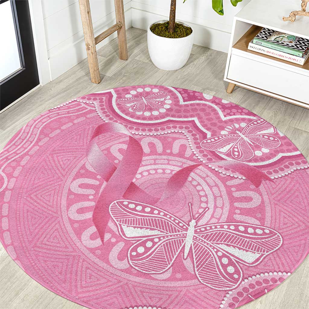 Australia Indigenous Round Carpet Pink Ribbon Breast Cancer Butterfly Aboriginal - Aussie Hoodie
