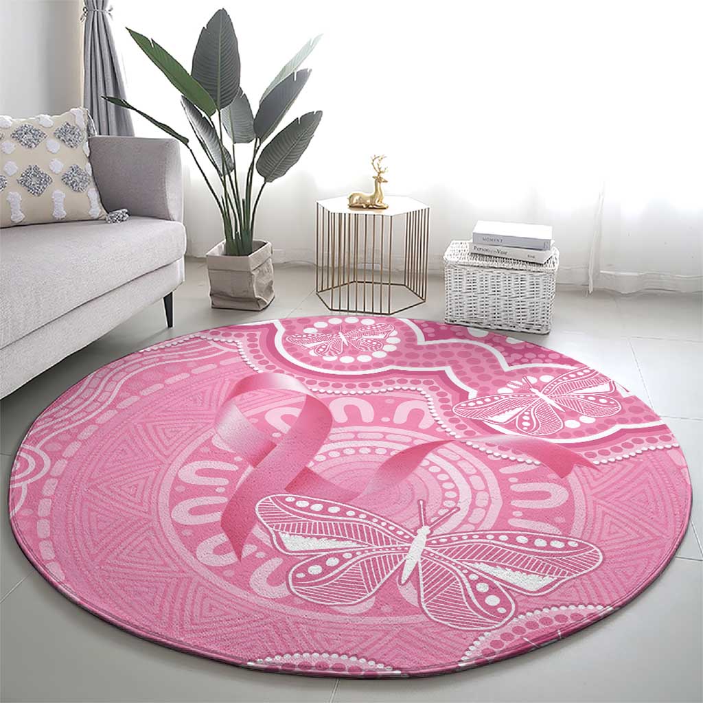 Australia Indigenous Round Carpet Pink Ribbon Breast Cancer Butterfly Aboriginal - Aussie Hoodie