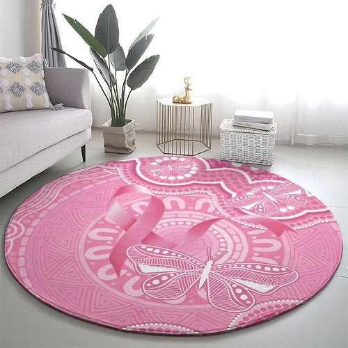 Australia Indigenous Round Carpet Pink Ribbon Breast Cancer Butterfly Aboriginal - Aussie Hoodie