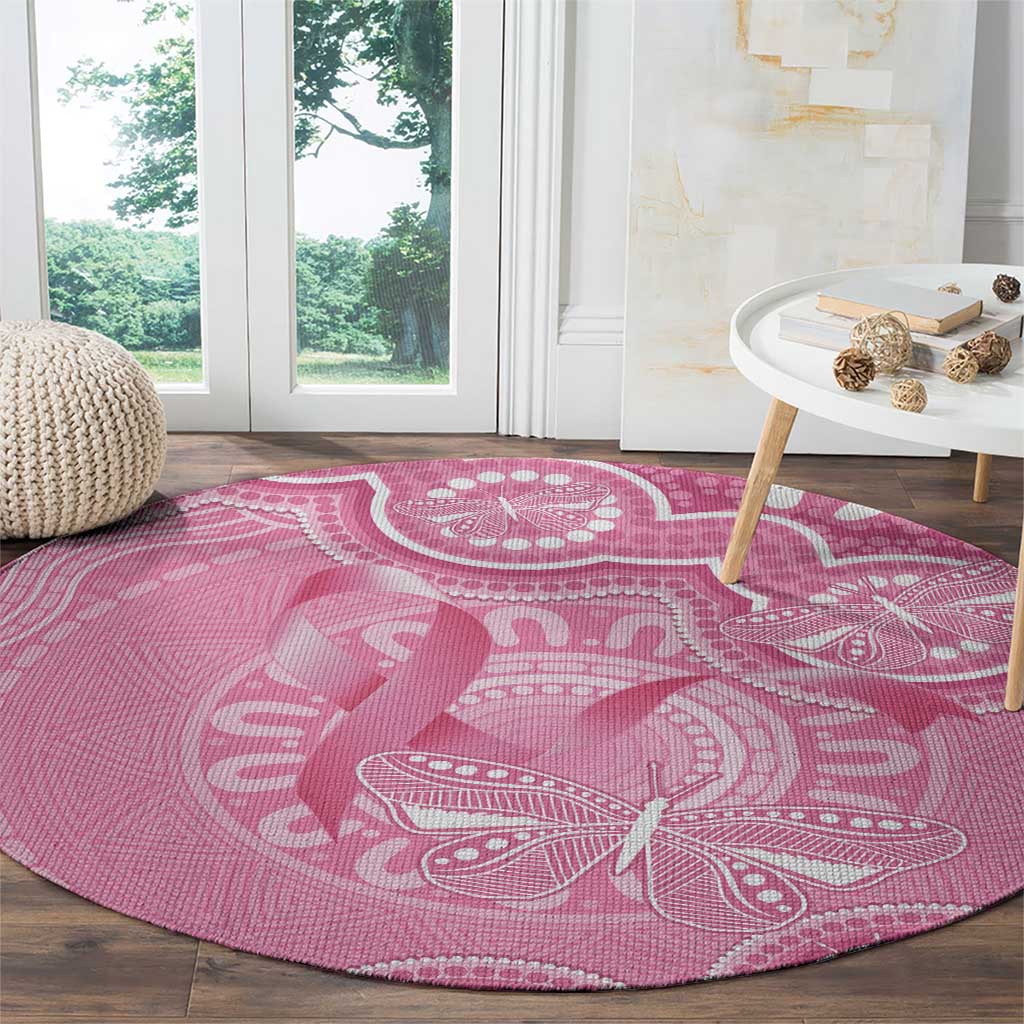 Australia Indigenous Round Carpet Pink Ribbon Breast Cancer Butterfly Aboriginal - Aussie Hoodie