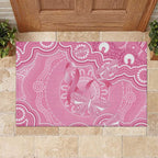 Australia Indigenous Rubber Doormat Pink Ribbon Breast Cancer Butterfly Aboriginal - Aussie Hoodie