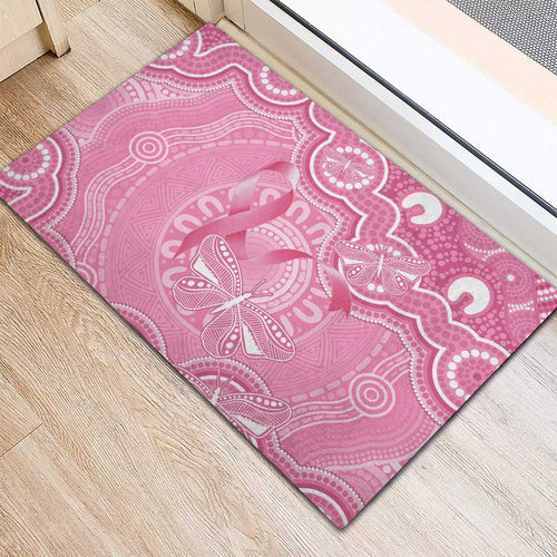 Australia Indigenous Rubber Doormat Pink Ribbon Breast Cancer Butterfly Aboriginal - Aussie Hoodie