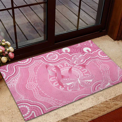 Australia Indigenous Rubber Doormat Pink Ribbon Breast Cancer Butterfly Aboriginal - Aussie Hoodie