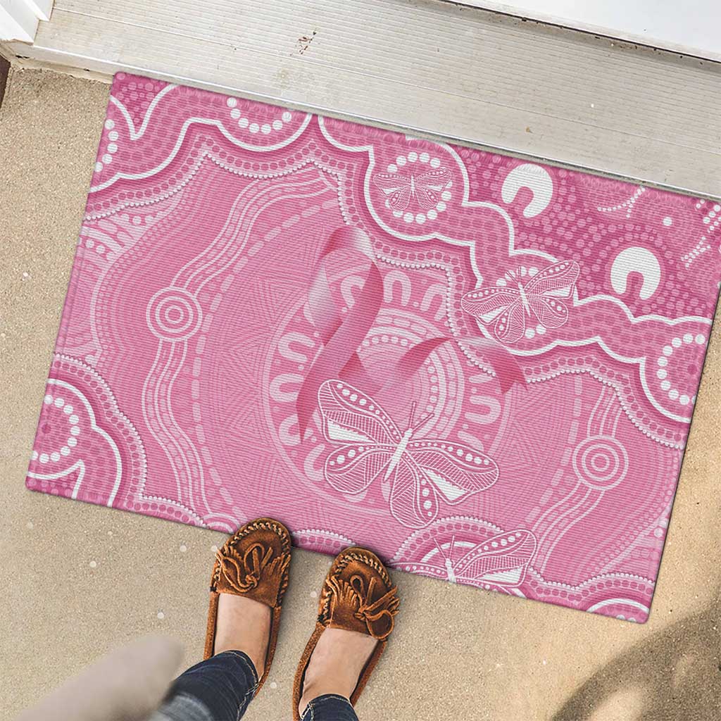 Australia Indigenous Rubber Doormat Pink Ribbon Breast Cancer Butterfly Aboriginal - Aussie Hoodie