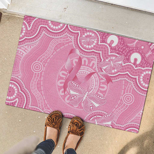 Australia Indigenous Rubber Doormat Pink Ribbon Breast Cancer Butterfly Aboriginal - Aussie Hoodie
