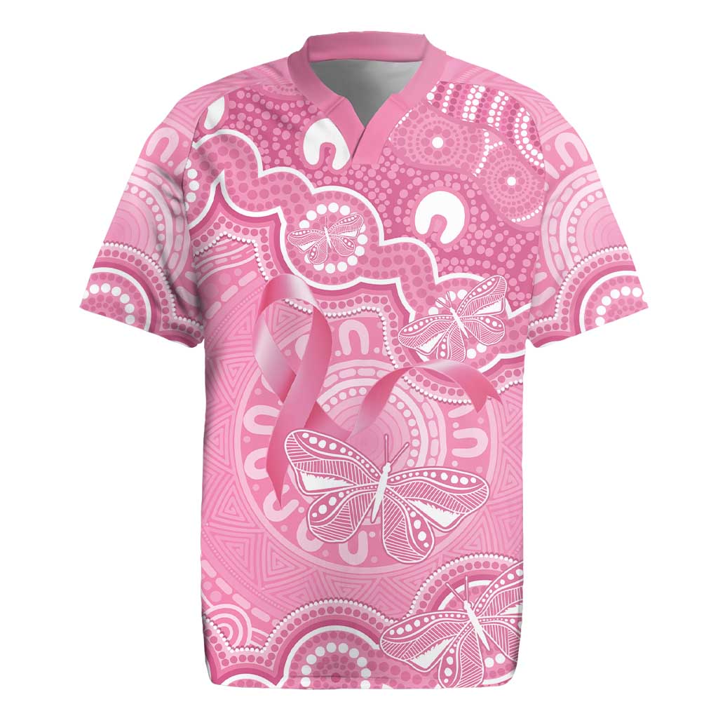 Australia Indigenous Rugby Jersey Pink Ribbon Breast Cancer Butterfly Aboriginal - Aussie Hoodie