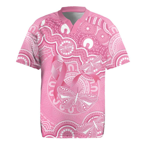 Australia Indigenous Rugby Jersey Pink Ribbon Breast Cancer Butterfly Aboriginal - Aussie Hoodie