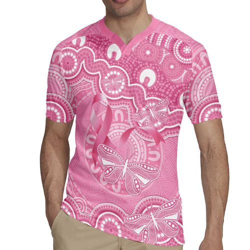 Australia Indigenous Rugby Jersey Pink Ribbon Breast Cancer Butterfly Aboriginal - Aussie Hoodie