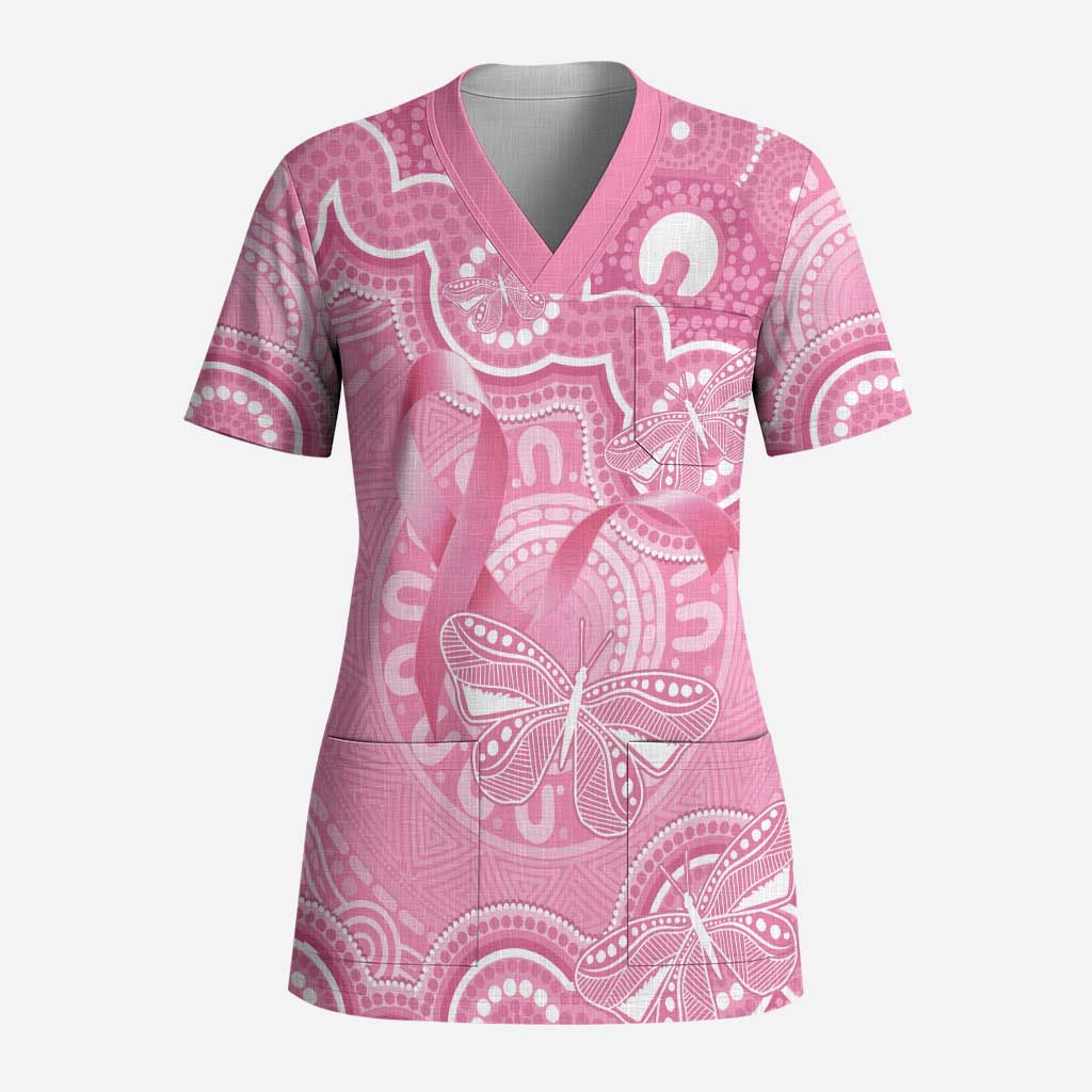 Australia Indigenous Scrub Top Pink Ribbon Breast Cancer Butterfly Aboriginal - Aussie Hoodie