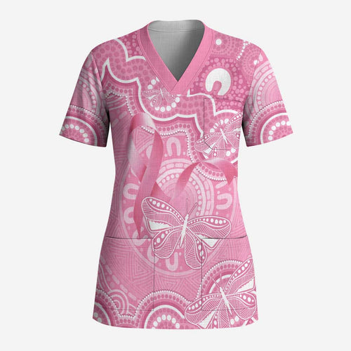 Australia Indigenous Scrub Top Pink Ribbon Breast Cancer Butterfly Aboriginal - Aussie Hoodie