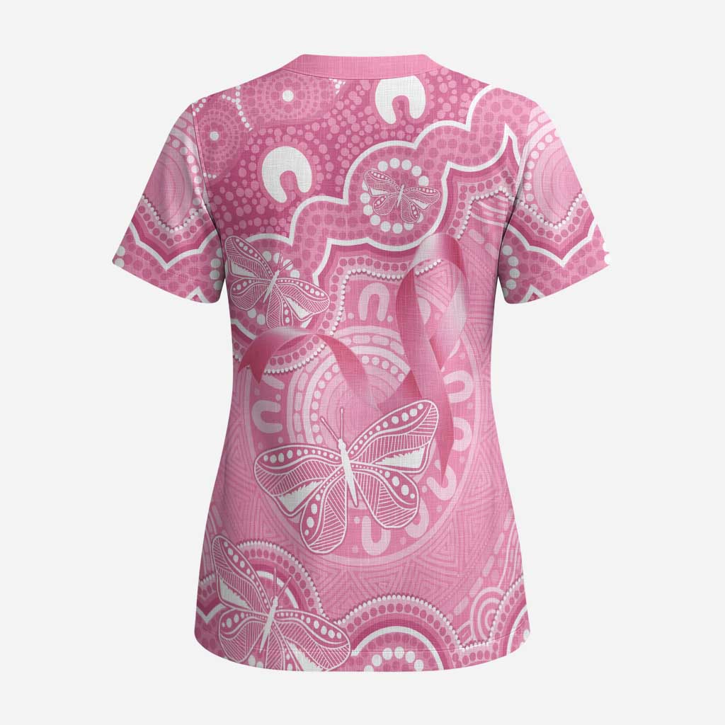 Australia Indigenous Scrub Top Pink Ribbon Breast Cancer Butterfly Aboriginal - Aussie Hoodie