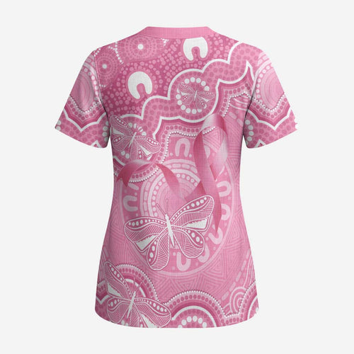 Australia Indigenous Scrub Top Pink Ribbon Breast Cancer Butterfly Aboriginal - Aussie Hoodie