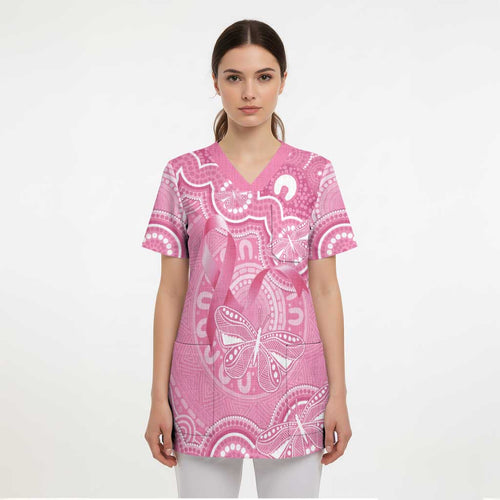 Australia Indigenous Scrub Top Pink Ribbon Breast Cancer Butterfly Aboriginal - Aussie Hoodie
