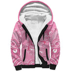 Australia Indigenous Sherpa Hoodie Pink Ribbon Breast Cancer Butterfly Aboriginal - Aussie Hoodie