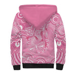 Australia Indigenous Sherpa Hoodie Pink Ribbon Breast Cancer Butterfly Aboriginal - Aussie Hoodie