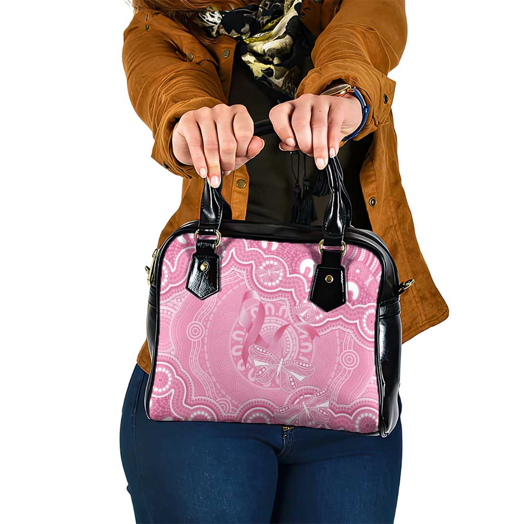 Australia Indigenous Shoulder Handbag Pink Ribbon Breast Cancer Butterfly Aboriginal - Aussie Hoodie