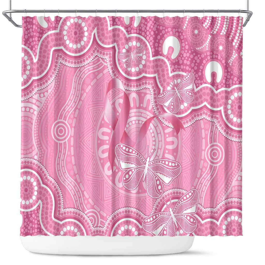Australia Indigenous Shower Curtain Pink Ribbon Breast Cancer Butterfly Aboriginal - Aussie Hoodie