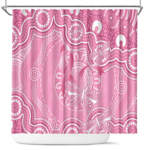 Australia Indigenous Shower Curtain Pink Ribbon Breast Cancer Butterfly Aboriginal - Aussie Hoodie