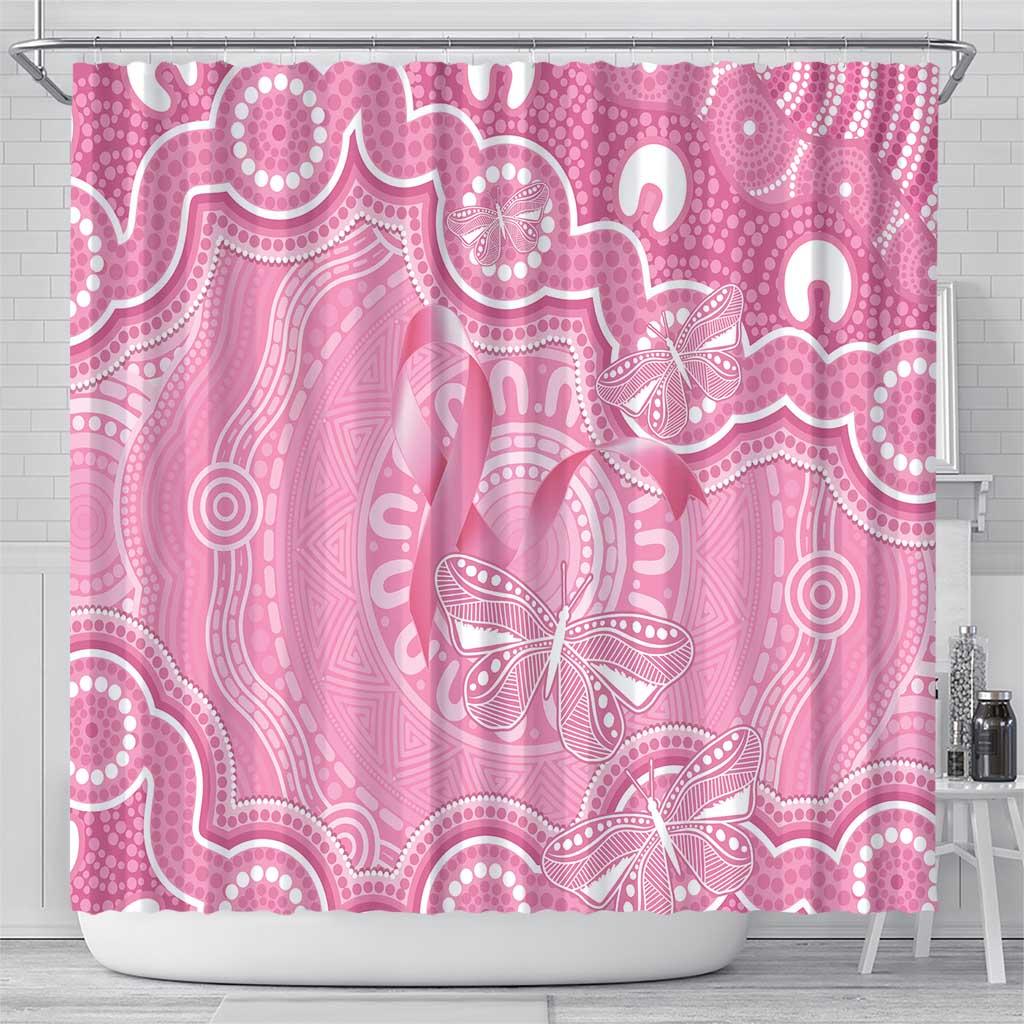 Australia Indigenous Shower Curtain Pink Ribbon Breast Cancer Butterfly Aboriginal - Aussie Hoodie