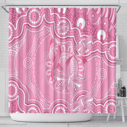 Australia Indigenous Shower Curtain Pink Ribbon Breast Cancer Butterfly Aboriginal - Aussie Hoodie