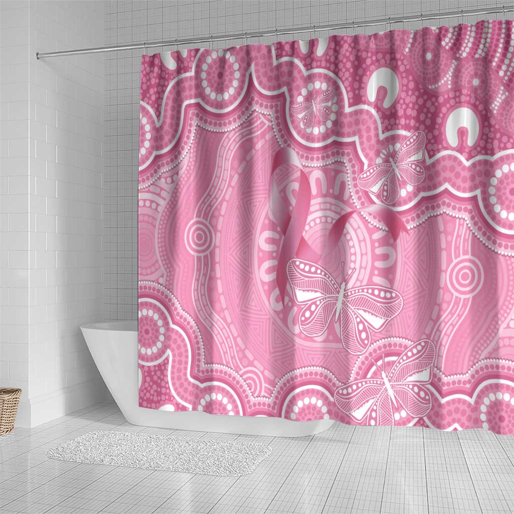Australia Indigenous Shower Curtain Pink Ribbon Breast Cancer Butterfly Aboriginal - Aussie Hoodie