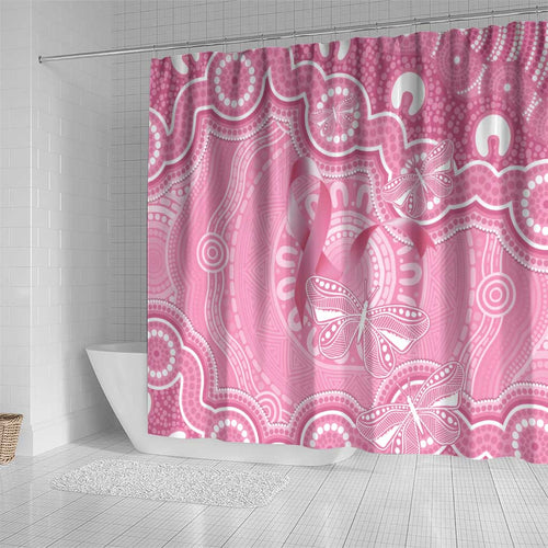 Australia Indigenous Shower Curtain Pink Ribbon Breast Cancer Butterfly Aboriginal - Aussie Hoodie